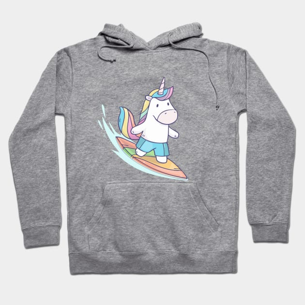 Unicorn Surfer Hoodie by Olya Yatsenko